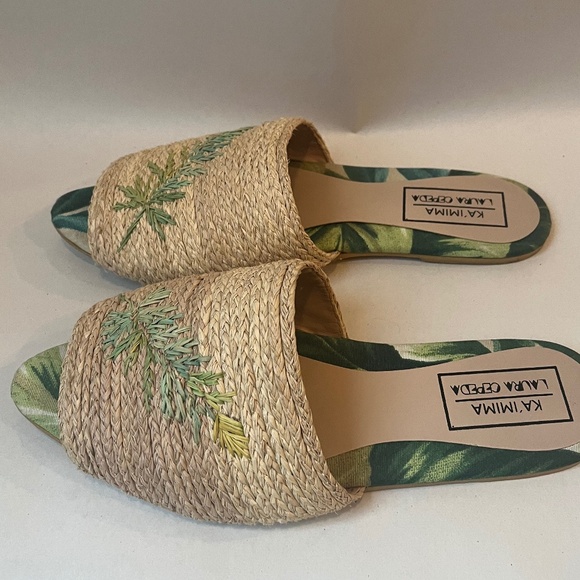 Laura Cepeda Ka'imima Palm Leaves Sraw Tuchin Tradicional Sandals Slip Ons Shoes - Picture 10 of 10